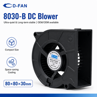 Fournisseur de ventilateurs de refroidissement DC personnalisés D-FAN, ventilateurs à faible consommation d'énergie, haut débit d'air, 80 mm, 12 V, 24 V, souffleur d'air DC