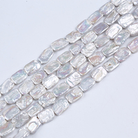 Fil de perles d'eau douce, en vrac, perles carrées, blanches, vente en gros, 14 à 16mm, livraison gratuite