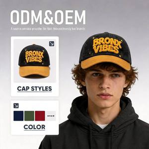 Cappellino da Baseball Personalizzato <span class=keywords><strong>Bronx</strong></span> Vibes con Patch in Ciniglia Sfilacciata, Bicolore Effetto Lavaggio Acido, Unisex Stile Vintage Street Dad Hat - Product Image 1