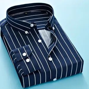 Luxury Elegant Men's Solid Casual <b>Flannel</b> Shirts Long Sleeve V-neck Spring 100% Cotton - Product Image 1