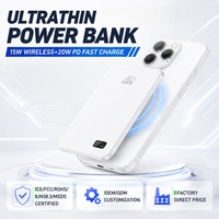 Power Bank Magnetik Nirkabel Logo Kustom Bersertifikasi Qi2, Power Bank Pengisian Cepat Magnetik 20W, Power Bank Nirkabel 10000mah OEM