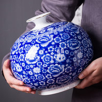 Grand pot en céramique émaillée de couleur, design rustique, pour rangement domestique et de cuisine, compatible micro-ondes, cadeau d'affaires personnalisé