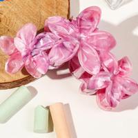 Nouvel Arrivage Pince à Cheveux Fleur Marbrée 9,5 cm, Pinces à Cheveux Fleur Hawaïenne, Pince à Cheveux Plumeria, Pince à Cheveux Hibiscus pour Femme