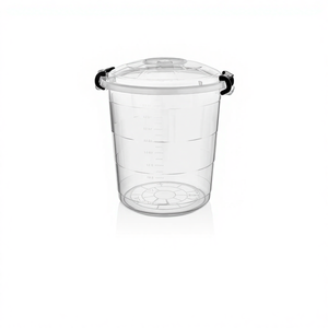 Seau en plastique PE transparent, écologique, durable, à emboîtement Tetris, 12 L avec couvercle pour l'eau purifiée, le lavage de voiture et l'utilisation en cuisine - Product Image 1