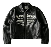 Blouson de motard en cuir noir gothique pour homme, imprimé DTG Kornit personnalisé, style vintage, simple boutonnage, imperméable et écologique