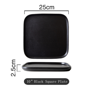 <span class=keywords><strong>Porcelaine</strong></span> <span class=keywords><strong>noire</strong></span> de givre de fête de mariage 10 "<span class=keywords><strong>assiette</strong></span> de chargeur <span class=keywords><strong>carrée</strong></span> de service de nourriture de style européen assiettes de steak sushi - Product Image 6