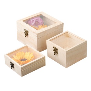 Boîte à emporter <span class=keywords><strong>rectangulaire</strong></span> artisanale <span class=keywords><strong>en</strong></span> <span class=keywords><strong>bois</strong></span> avec fenêtre <span class=keywords><strong>en</strong></span> verre, boîte cadeau de mariage <span class=keywords><strong>en</strong></span> <span class=keywords><strong>bois</strong></span> brut à faire soi-même avec couvercle à charnières - Product Image 1