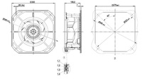 Ventilador Axial de Refrigeración para Gabinete de Inversor con Rodamiento de Bolas K2E250-RA50-01 300*300*109mm 30cm 230V AC 285W 2450RPM