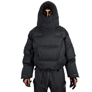 XUCHANG High Quality Face Masked Multiple Pockets Black <strong>Lightweight</strong> Custom Logo Bubble Winter Goose Down Coat <strong>Puffer</strong> <strong>Jacket</strong> Men - Product Image 1
