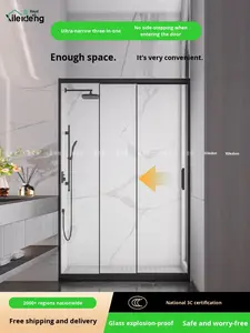 Paroi <span class=keywords><strong>de</strong></span> <span class=keywords><strong>douche</strong></span> tout-en-un personnalisable - <span class=keywords><strong>Porte</strong></span> coulissante en verre intelligent avec <span class=keywords><strong>quincaillerie</strong></span> <span class=keywords><strong>de</strong></span> sécurité pour la rénovation <span class=keywords><strong>de</strong></span> salle <span class=keywords><strong>de</strong></span> bain - Product Image 2