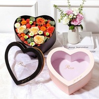 Deux boîtes cadeaux en forme de cœur pour la Saint-Valentin, boîtes d'emballage pour fruits roses 520, boîte cadeau transparente avec fenêtre pour bouquet de fleurs