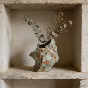 <span class=keywords><strong>Vase</strong></span> en céramique Wabi-Sabi irrégulier, vert rustique et marron texturé, pour herbe de la <span class=keywords><strong>pampa</strong></span> séchée, <span class=keywords><strong>vase</strong></span> en grès fait main, Art Déco - Product Image 2