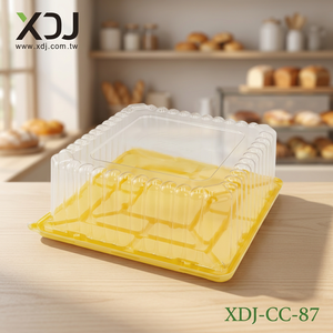New Arrival Taiwan Disposable <b>Plastic</b> PET Square Cake <b>Container</b> with Clear Lid Embossed round Display for <b>Food</b> Packaging - Product Image 4