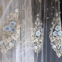 Nouveau tissu de rideau transparent brodé de fleurs 3D, motifs de broderie turque, rideaux