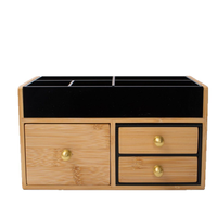Armoire de rangement de luxe multi-niveaux en bambou et acrylique pour cosmétiques, bijoux et papeterie