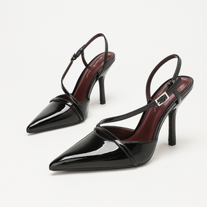 Vente en gros de chaussures à talons aiguilles pour femmes, en cuir verni découpé, à bout pointu, à bride arrière, personnalisées, pour occasions formelles et soirées - Product Image 5