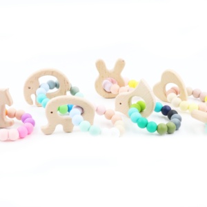 Jouet de dentition en bois personnalisé pour bébé éléphant avec perles en silicone souple jouet de dentition - Product Image 6
