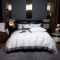 Parure de lit de luxe en coton jacquard à fibres longues, simple, pour lit King Size, rafraîchissante, toutes saisons, housse de couette, drap, quatre pièces, pour la maison et l'hôtel