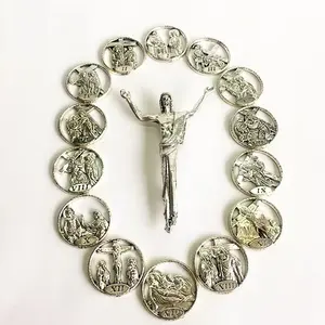 Médaille murale en alliage de zinc catholique en relief 14 accessoires