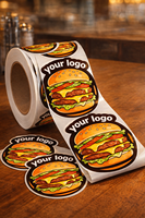 Etiquetas Adhesivas Personalizadas de Vinilo Impermeables para Alimentos, con Logotipo de Marca, Redondas, para Cajas de Comida Rápida, Hamburguesas y Restaurantes