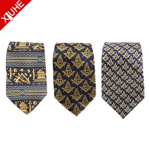 Corbatas de seda para hombre, artículos de corona masónica personalizados, última moda, venta al por mayor