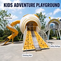 Équipement de terrain de jeux commercial certifié CE : Pod spatial, toboggan spiralé, rampe d'escalade et pont pour ensemble de terrain de jeux de centre commercial