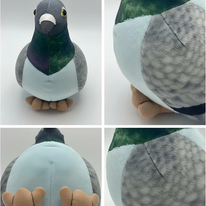 Jouet en peluche personnalisé en gros, oiseau réaliste de 8 pouces avec <span class=keywords><strong>plumes</strong></span> vertes et grises, jouet en peluche doux en forme de pigeon, cadeau <span class=keywords><strong>d</strong></span>'anniversaire pour enfants - Product Image 3