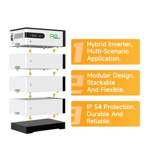 Sistem daya surya ramah lingkungan 10KW, baterai Lithium 48V 200ah sistem penyimpanan energi rumah tangga