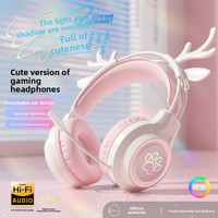Casque de jeu filaire mignon avec motif patte de chat pour ordinateur de bureau, ordinateur portable e-sport, pour filles, oreilles de chat, direct usine