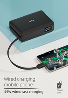 Batterie externe intégrée avec câble en L, Powerbank 10000 mAh PD45W avec charge sans fil et charge rapide USB-C