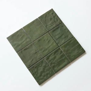 Piastrelle in Ceramica Zellige Verde Salvia Artigianali 100x100mm, Piastrelle Quadrate Smaltate per Decorazioni Murali <span class=keywords><strong>di</strong></span> Lusso su Misura - Product Image 2
