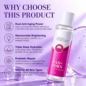 Tonique facial NAD Plus PDRN avec niacinamide, carnosine, ADN de sodium, hydratant, apaisant, anti-glycation, éclaircissant pour les peaux ternes - Product Image 5