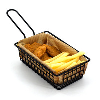 Panier à frites classique jetable en acier inoxydable de haute qualité, plat en fer durable pour poulet frit, snacks et frites