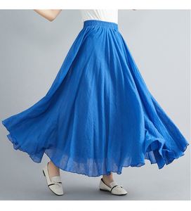 Promotion Exceptionnelle <span class=keywords><strong>Jupe</strong></span> Longue en Coton Nouvelle Mode pour Femme, Couleur Unie, Taille Élastique, Grand Balancement, <span class=keywords><strong>Jupe</strong></span> Douce pour Femme - Product Image 2