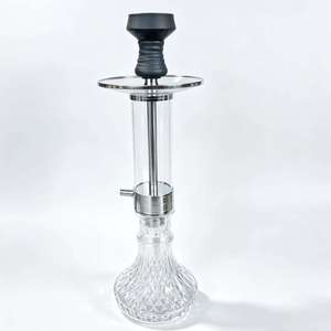 Cachimba de Vidrio Transparente Moderna con Base Metálica y Accesorios para Salón, Bar y Uso Doméstico - Product Image 1