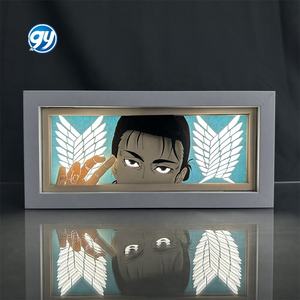 Caja de luz de anime, marco de madera láser de papel para decoración del hogar, caja de luz de <span class=keywords><strong>Manga</strong></span>, escritorio, lámpara de noche Led, caja de luz de corte de papel 3D de anime - Product Image 2
