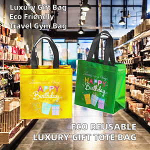 Eco Reusable Laser Non-woven Letter Luxury Birthday Gift Tote Shoulder <b>Handbag</b> Travel Gym Grocery Shopping <b>Medium</b> Size Custom - Product Image 2