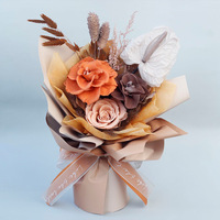 Bouquet de roses décoratives préservées faites à la main, mini bouquet de fleurs emballé pour mariage, Saint-Valentin, remise de diplôme - Décoration intérieure éternelle