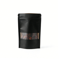 Nouvel Arrivage – Sachets Doypack Noirs Brillants 14x22 cm en Papier Kraft Refermables avec Fermeture Zip et Fenêtre Transparente