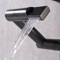Robinet de lavabo thermostatique en laiton à poignée unique, réglage rotatif créatif, gris anthracite, pour salle de bain, eau chaude et froide, finition blanc cassé