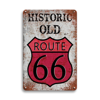 Placas Metálicas Vintage de la Ruta 66 al por Mayor, Letreros Retro de Metal para Garaje, Decoración de Pared para Cuarto de Hombre