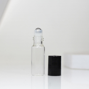 <b>Mini</b> 1ml 2ml 3ml 5ml Clear Glass Cylinder Essential Oil Roll-on Bottles Black White Matte PP Screw Cap <b>Perfume</b> Refillable - Product Image 2