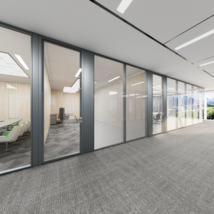 Trong mô-đun nhôm nửa nhà không khung demountable giá phòng nội thất tách cách âm phân vùng kính rãnh - Product Image 2