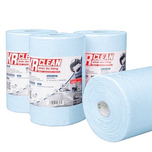 ผ้าเช็ดกระจกไร้ขุย Krclean สีฟ้า แบบม้วน กระดาษเช็ดทำความสะอาดแบบเรียบ ซึมซับได้ดี ผ้าเช็ดครัว อุปกรณ์ห้องสะอาด ผ้าเช็ดทำความสะอาด - Product Image 1