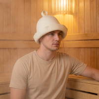 Chapeau de bain unique en laine mérinos douce et réutilisable, respectueux de l'environnement, protection haute température, respirant, pour spa et bien-être