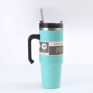 Gobelet isotherme en acier inoxydable de 30 oz avec poignée ergonomique incurvée et couvercle à paille pour voiture - Product Image 4