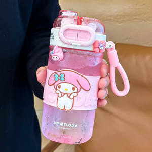 Botella de agua para niños My Melody, taza portátil de plástico de 500 ml con pajita para niñas, uso al aire libre - Product Image 1