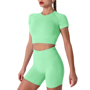 Ensemble de vêtements de sport pour femmes, soutien-gorge de yoga et short, legging, ensemble court - Product Image 5
