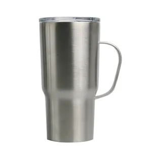 Tumbler Biasa Baja Tahan Karat 20Oz, Tumbler Biasa dengan Pegangan, Dinding Ganda dan Cangkir Insulasi Vakum 20Oz, Tumbler Biasa dengan Pegangan