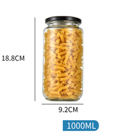 Stoples Kaca Mulut Lebar 1000ml, Stoples Kaca Bening untuk Pengasaman Sayuran dan Pengawetan Makanan